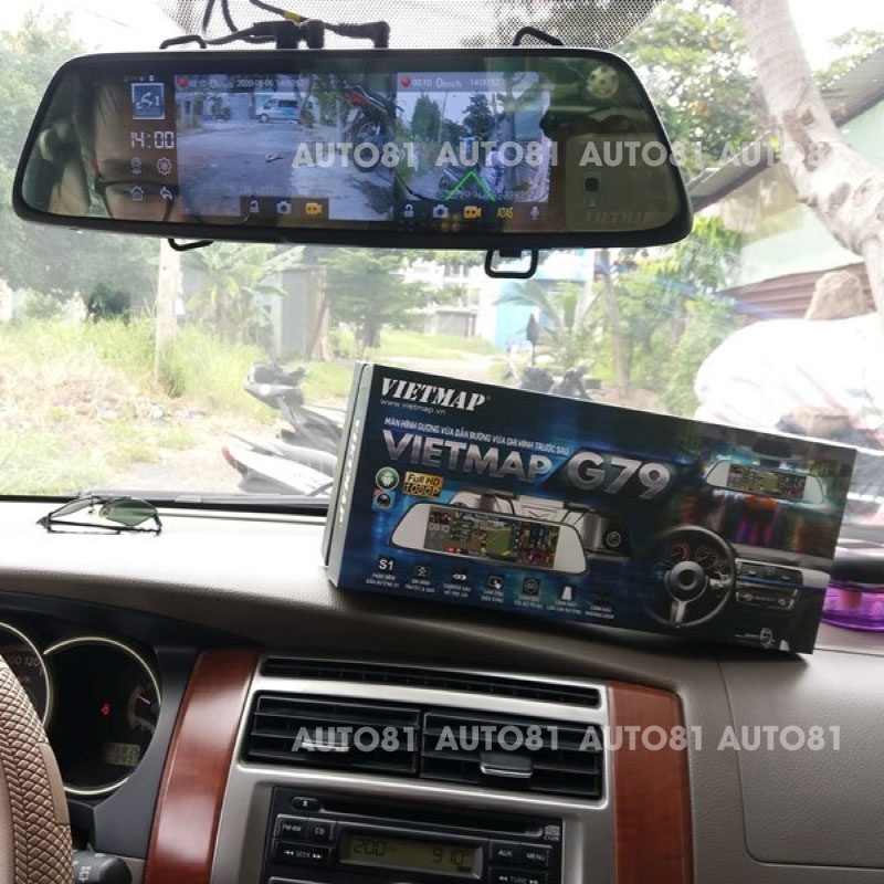 Camera hành trình gắn gương Vietmap G79, ghi hình trước sau, cảnh báo tốc độ, mua ngay tặng thẻ nhớ 32G