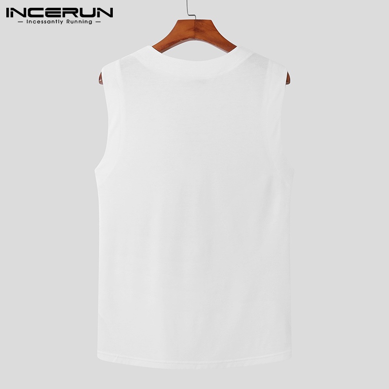 Áo thun ba lỗ INCERUN cổ chữ v thời trang sành điệu cho nam