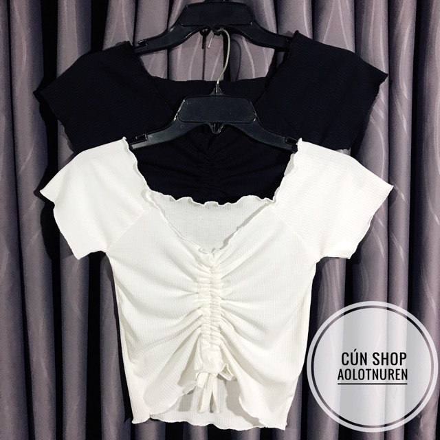 [Mã FASHIONT4WA2 giảm 10K đơn 50K] Áo croptop dây rút 4 màu hot hit chất vải mềm mịn RICH STORE CRT20