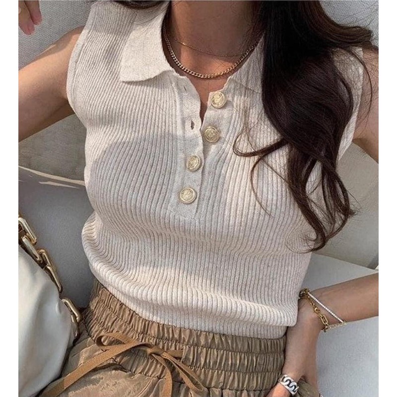 Áo thun khoá nút kim loại vàng cao cấp Thailand