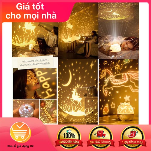 Đèn chiếu ngàn sao thế giới cổ tích 3D, hình sinh nhật xoay tự động đèn LED lãng mạn dễ thương, Có bảo hành 1 đổi 1