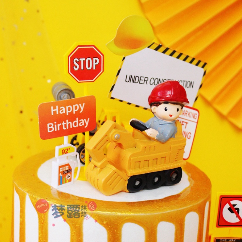 phụ kiện trang trí bánh kem [FREESHIP❤️] em bé lái xe công trình