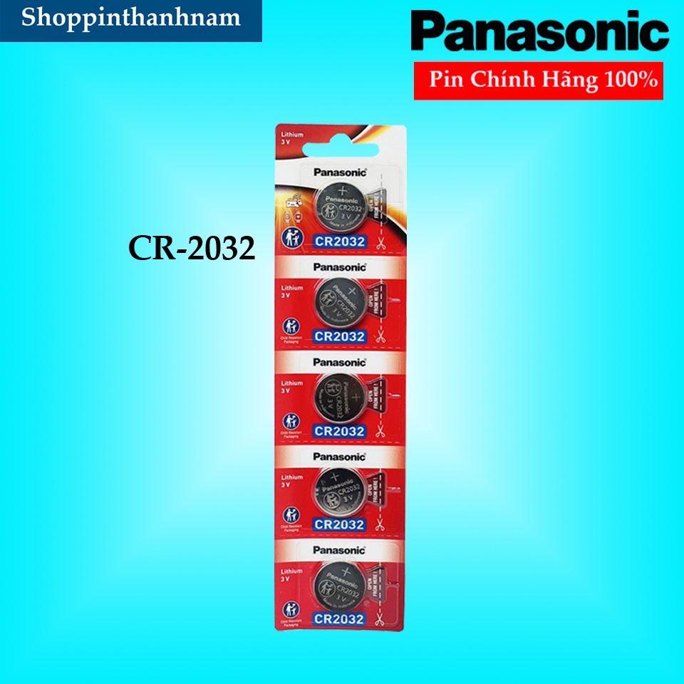 Pin CR2032 Panasonic Lithium 3V Vỉ 5 Viên Chính Hãng
