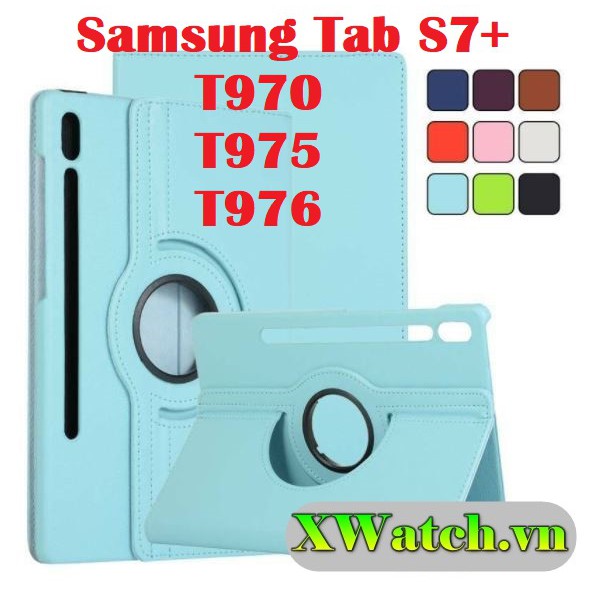 Bao Da Nắp Gập Xoay 360 Độ Chống Sốc Cho Samsung Galaxy Tab S7 Plus T975 T970