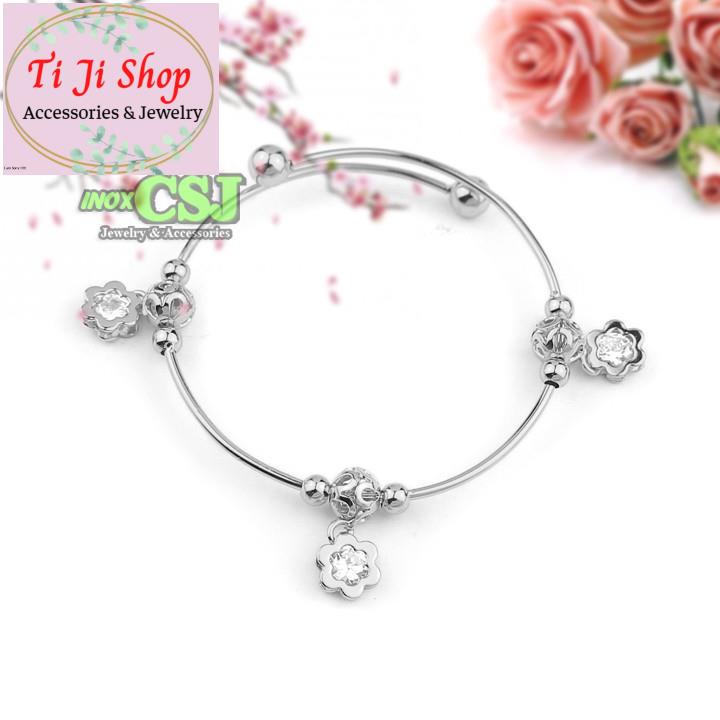 VÒNG TAY NỮ INOX PHỤ KIỆN HÌNH HOA MAI - đẹp, không đen,