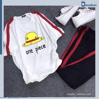 Set Áo Quần One Piece Luffy Mũ Rơm Nam Nữ Đủ Size