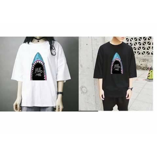 Áo thun tay lỡ nam nữ cá mập
