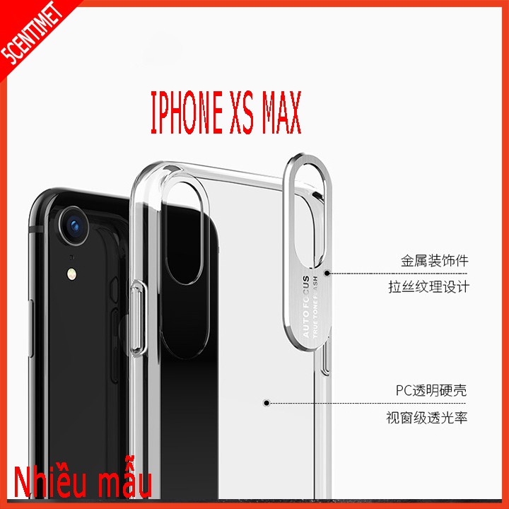 ỐP LƯNG IPHONE XS MAX ( ốp trong suốt có bảo vệ camera bằng kim loại , có bảo vệ chân sạc ) 5CENTIMET