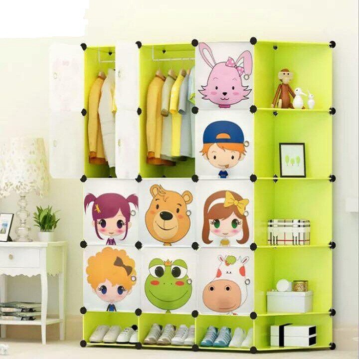 Tủ nhựa ghép 20 ô xanh Doremon