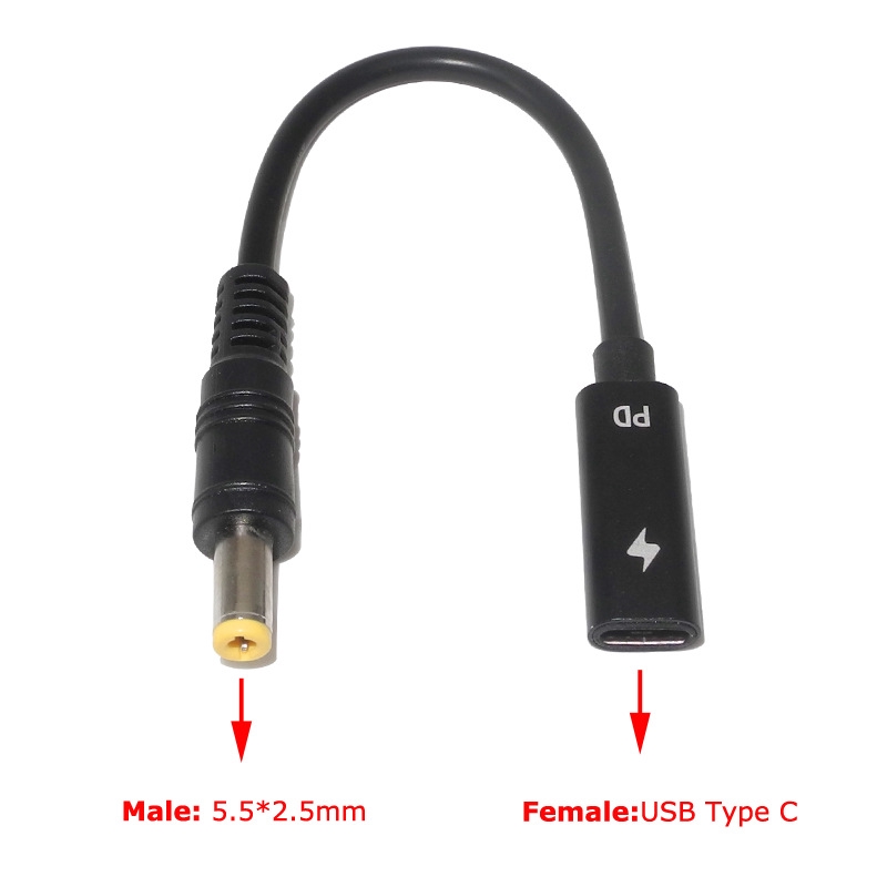 Dây cáp sạc chuyển từ cổng USB 3.1 Type C sang đầu cắm vuông DC 7.9*5.0mm 4.0*1.35 5.5*2.5 2.1 cho Lenovo PD