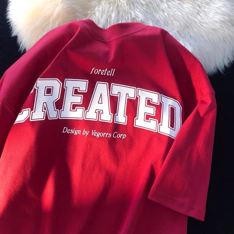 [ Rẻ vô địch ] Áo thun cotton tay lỡ dáng rộng unisex - CREAT