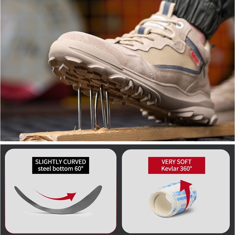 Giày Bảo Hộ Lao Động Chất Liệu Da Lộn Dệt Chống Đâm Thủng Siêu Nhẹ Thoáng Khí Size 36-48