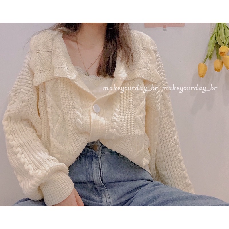 SALE Cardigan len cổ bèo tiểu thư freesize form rộng