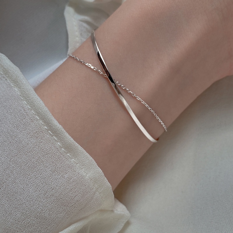 925 Silver New Simple Bracelet Fashion Korean Double Layer Bracelet Bracelet Accessories Gifts