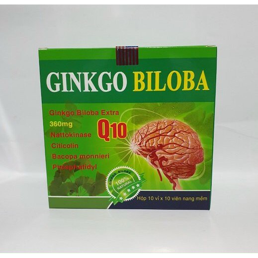 Hoạt Huyết Dưỡng Não Ginkgo Biloba With Coenzyme Q10 - Ginkgo Biloba Q10 - Bổ Sung Dưỡng Chất Cho Não - Hộp 100 Viên