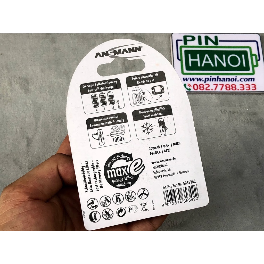 Pin sạc ANSMANN Pin 9V NiMH E 6F22 200mAh 5035342