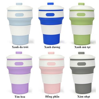 Ly Nước silicone BPA-free 350ml Bình Nước Gấp Gọn Tái Sử Dụng Thông Minh cho người yêu cafe
