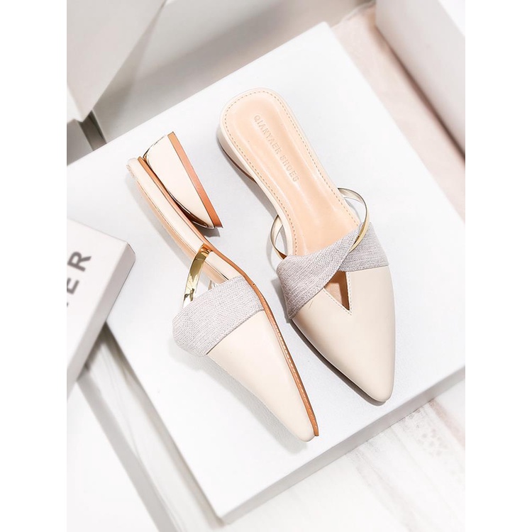 Dép Muller Gót Dày Mũi Nhọn Thời Trang Mùa Hè 2020 Mới Cho Nữ