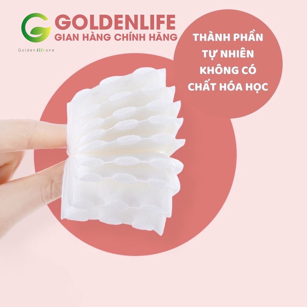 Bông tẩy trang 222 miếng Natural Cotton Pads 3 lớp chất lượng cao 100% cotton tự nhiên Love Nature Goldenlife