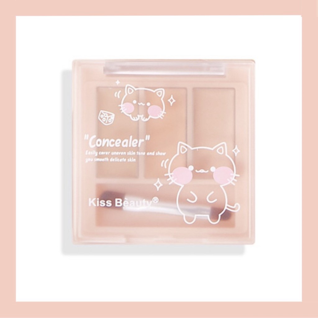 Bảng che khuyết điểm 3 màu kèm cọ KISS BEAUTY Concealer KISS10 | BigBuy360 - bigbuy360.vn