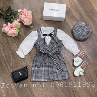 Set váy caro bé gái