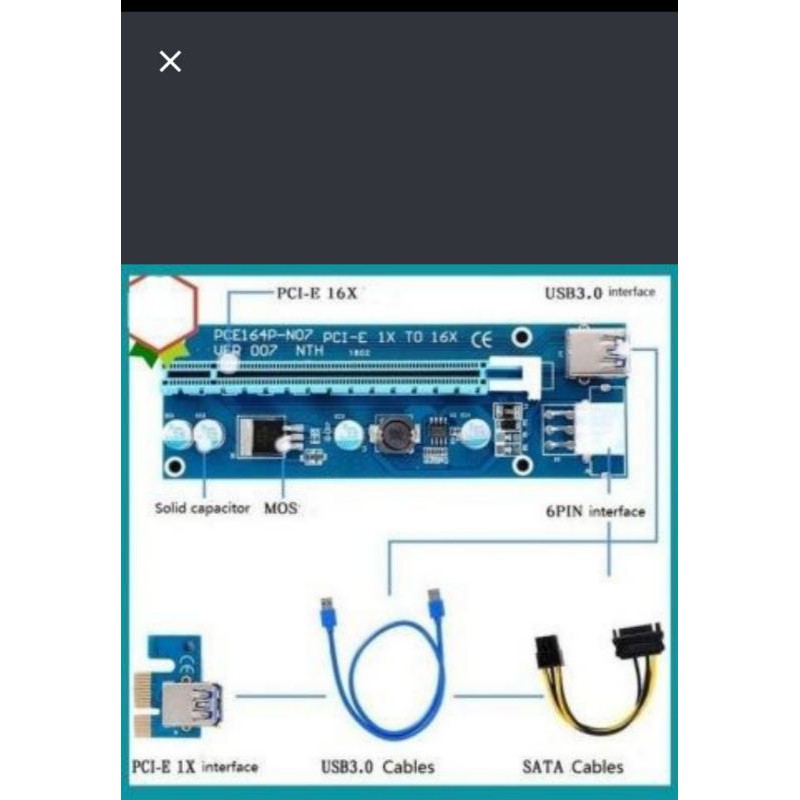 Card Chuyển Đổi Vga Usb 3.0 Pci-E Pci 1x Sang 16x