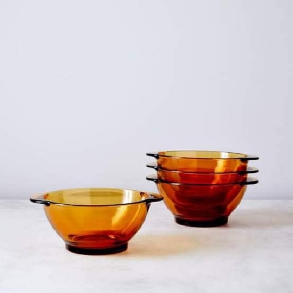 Bộ 2 tô có tay cầm D2005D Duralex - Lys vàng Amber 13.5cm Thủy itnh cường lực cao cấp Pháp