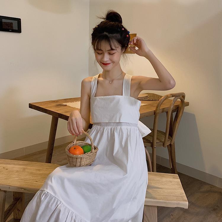 Đầm COZOKC không tay thắt nơ lưng phong cách Hàn Quốc