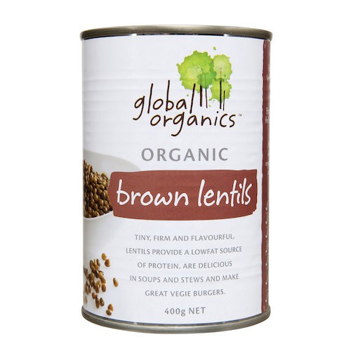 Đậu Lăng Nâu Hữu Cơ Hầm Global Organics - ORGANIC Brown Lentils Canned - Lon 400g