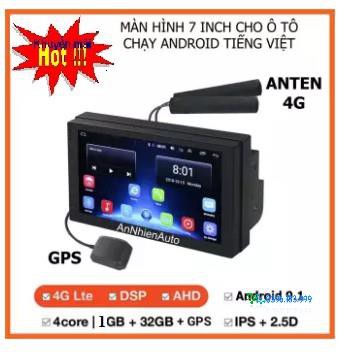 Đầu DVD Android RAM 2G Cho Ô Tô Tích Hợp GPS Chỉ Đường, Xem Camera Lùi - Màn Hình 7 inch Full HD Kính Cường Lực IPS 2.5D