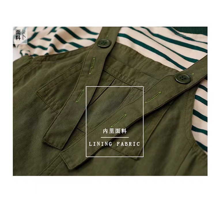 Set Áo Thun Tay Ngắn Kẻ Sọc + Quần Yếm Denim Thời Trang Hàn Quốc 2022 Cho Mẹ Và Bé