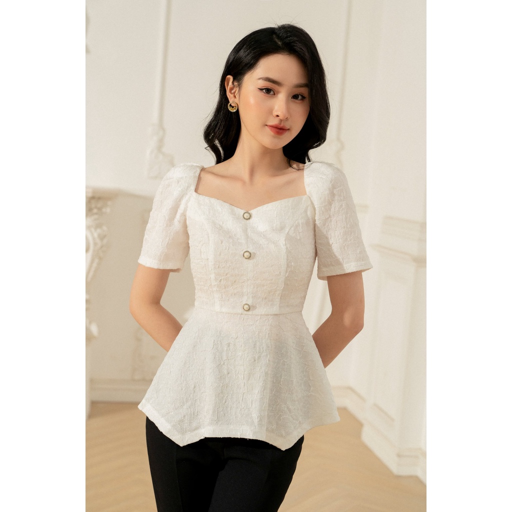 Áo cổ vuông ly vai peplum TIINSTORE AHN328