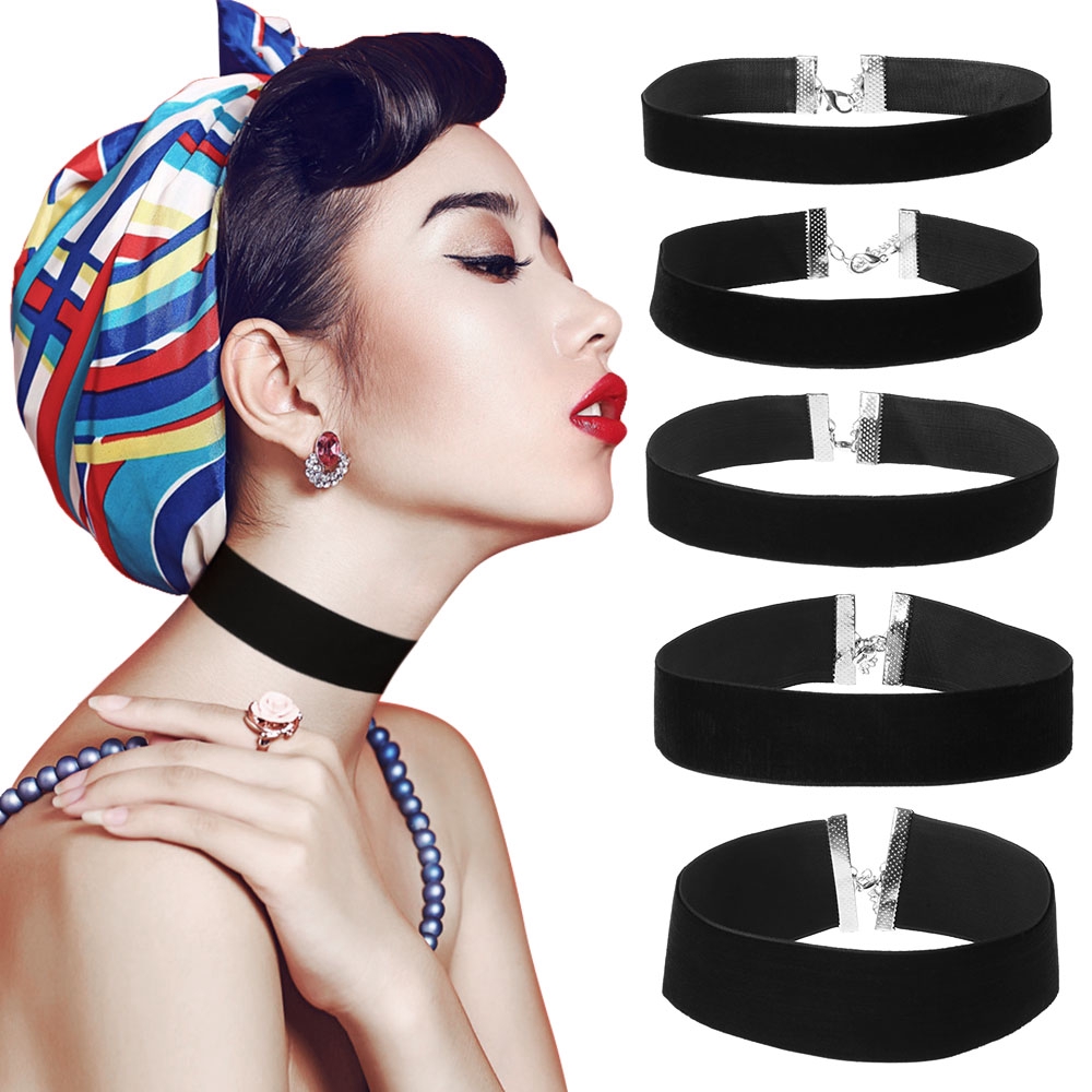 Vòng cổ choker vải nhung mềm mại phong cách cổ điển