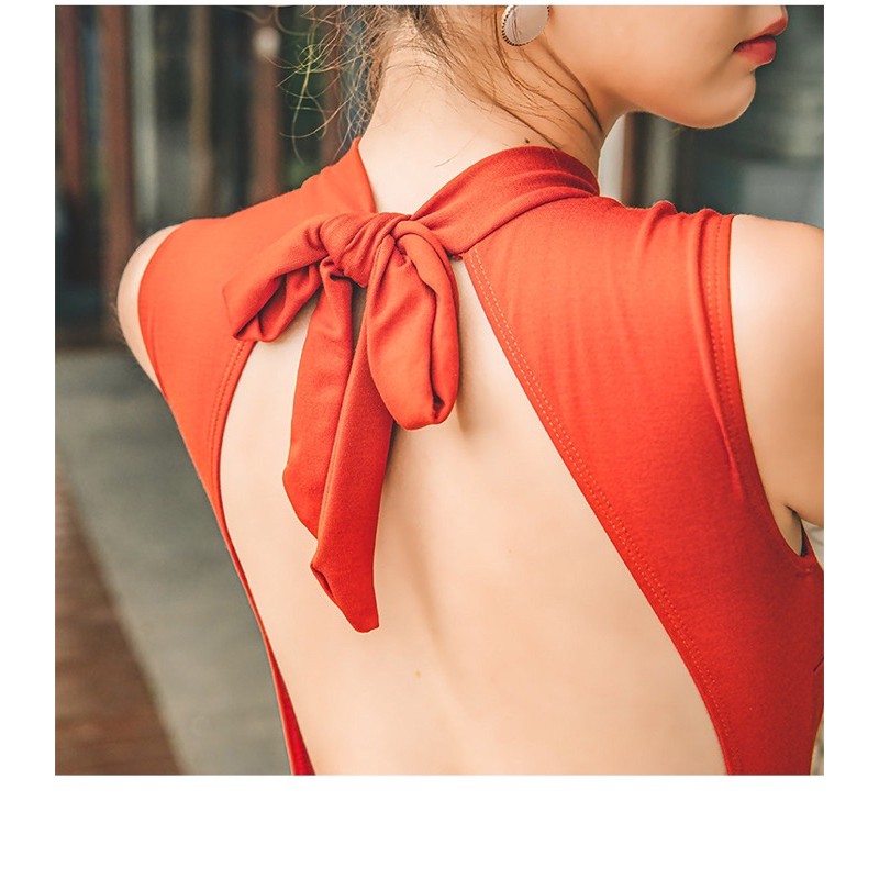 Bikini liền mảnh, Bodysuit khoét lưng cột nơ sau cổ, có gọng mút nâng ngực | BigBuy360 - bigbuy360.vn