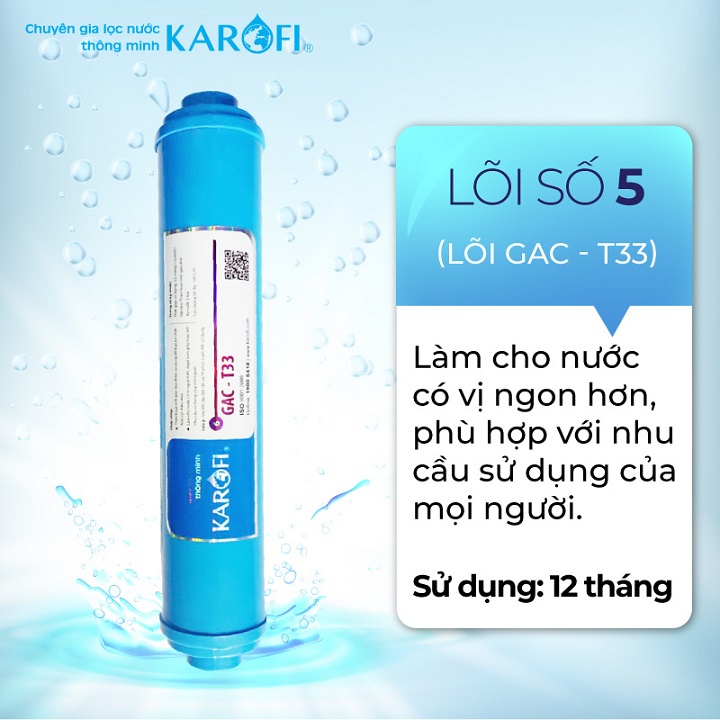 Combo 8 lõi lọc nước RO Karofi (Lõi 1-2-3, Filmtec, T33 GAC, khoáng đá, ORP alkaline, hồng ngoại)