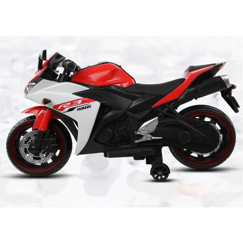 Xe máy điện trẻ em phân khối lớn Ducati R3 cho bé 3-8 tuổi, có thể tháo bánh phụ thành xe 2 bánh, đèn nhạc vui nhộn