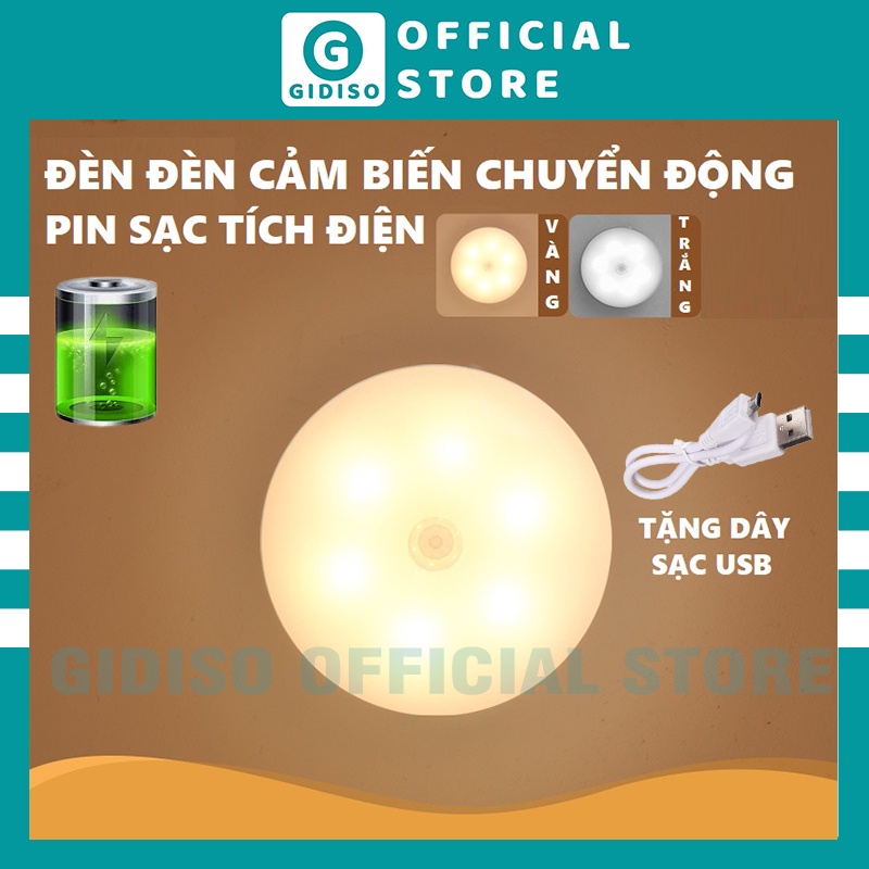 Đèn led trang trí cảm biến chuyển động GIDISO cảm ứng thông minh dán tủ quần áo cầu thang phòng ngủ bàn trang điểm