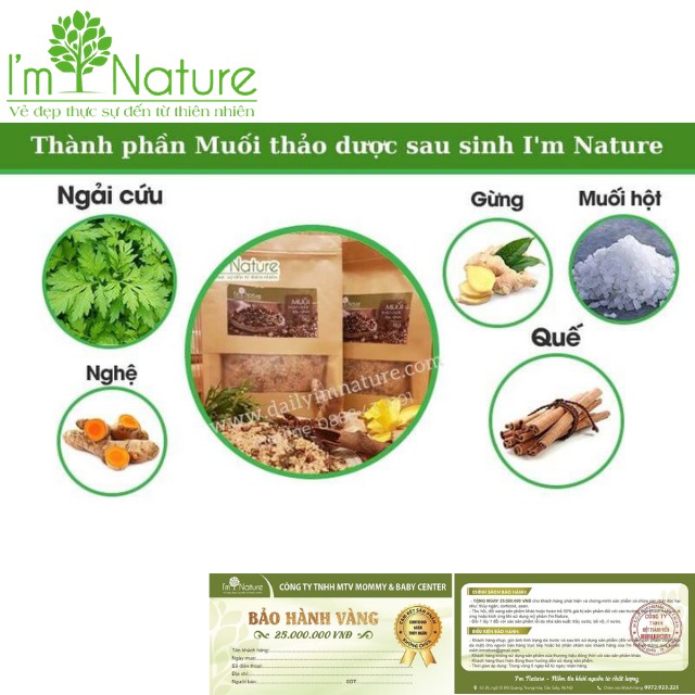 Muối Thảo Dược⚡CHÍNH HÃNG⚡ Muối thảo dược sau sinh I'm Nature làm săn giảm mỡ bụng cho mẹ sau sinh, giảm đau lưng, vai