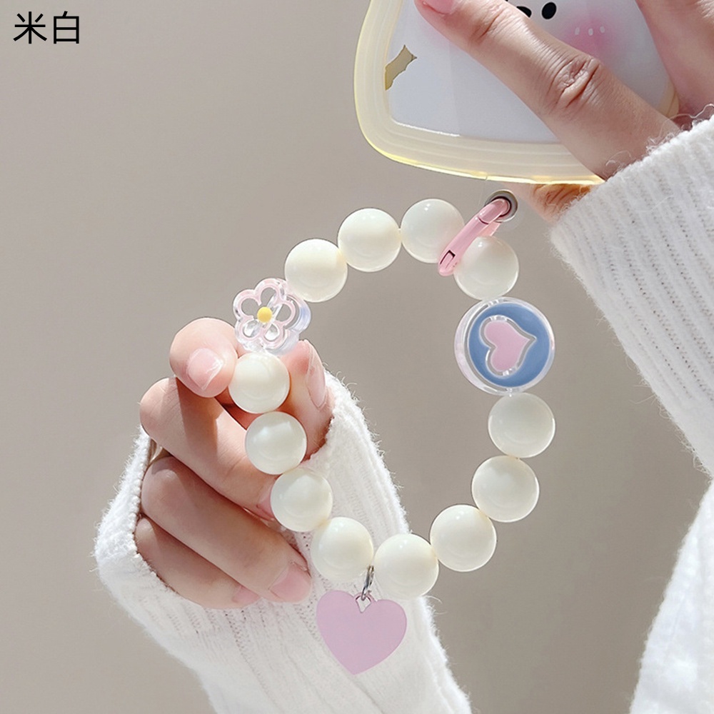 Dây Đeo Điện Thoại Xâu Hạt Nhựa Acrylic 4 Màu Kẹo Hình Trái Tim DIY
