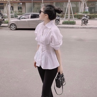 🌈ÁO SƠ MI CỔ ĐỨC CHIẾT LY EO TAY LỬNG💥