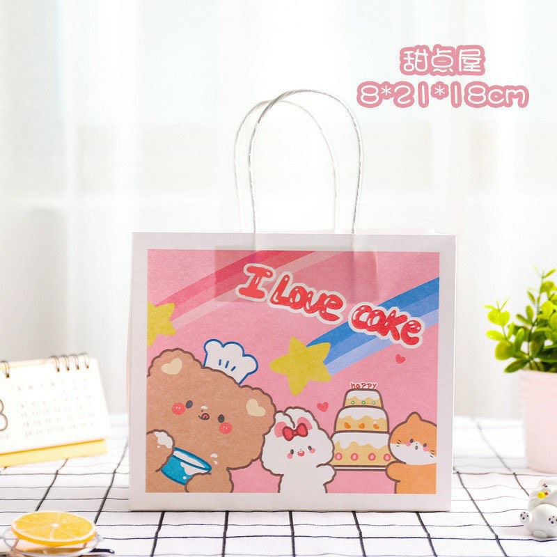 Túi đựng quà bằng giấy mẫu siu cute 21×18×8 (cm)