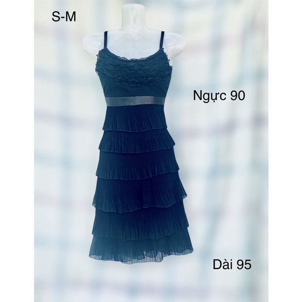 Đầm 2 dây xếp ly