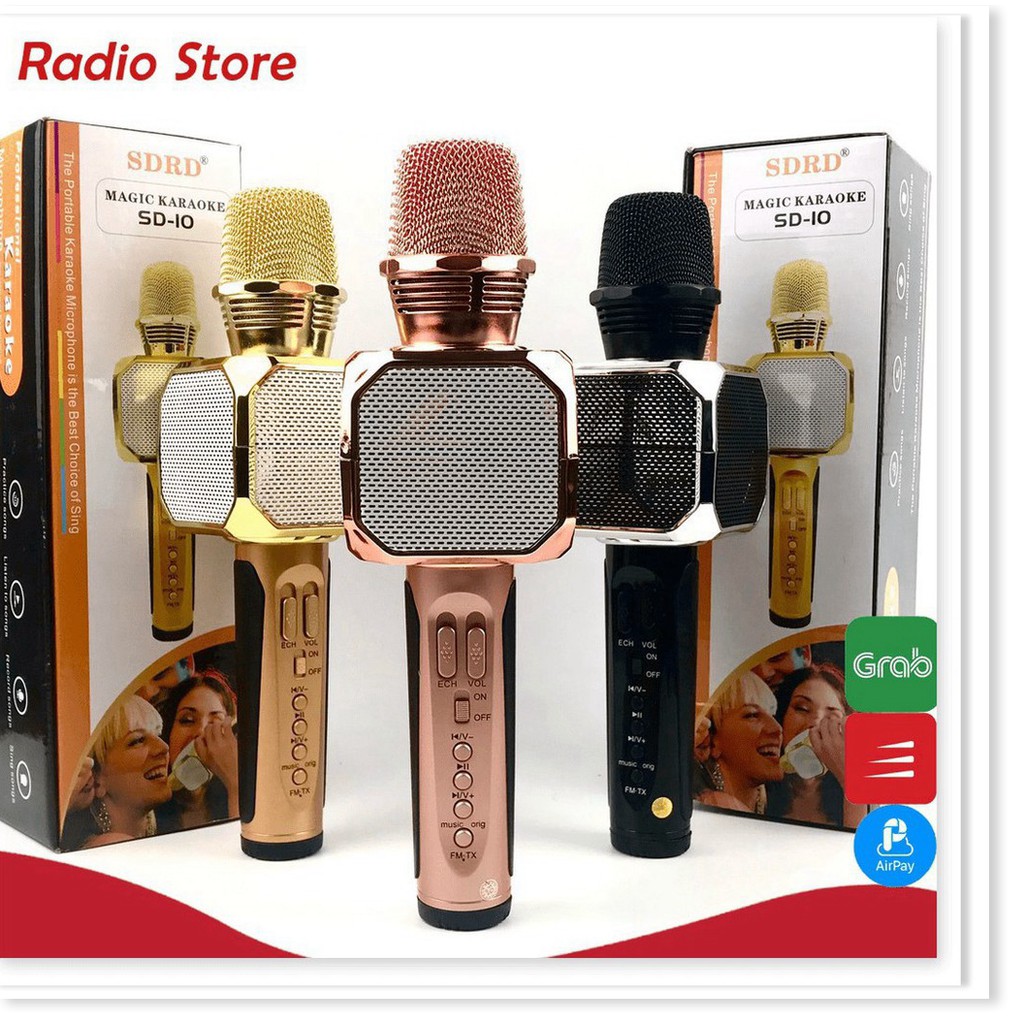 Micro bluetooth SD-10 Mic karaoke không dây mini hát hay đa năng có ghi âm- hàng chính hãng