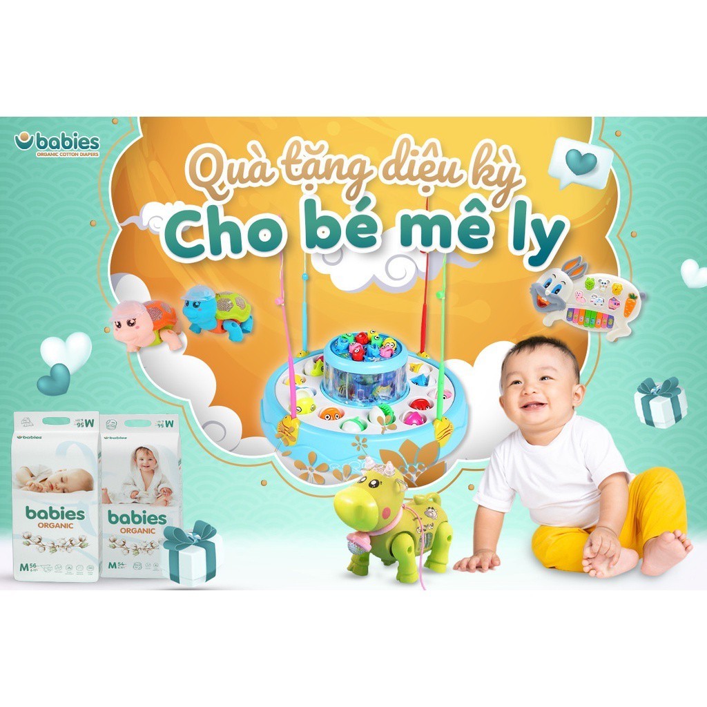 [MUA 2 BỊCH TẶNG 1 QUÀ] Tã Bỉm BABIES ORGANIC an toàn cho bé [Dán S66/M56/L46] [Quần M54/L50/XL46/XXL40]