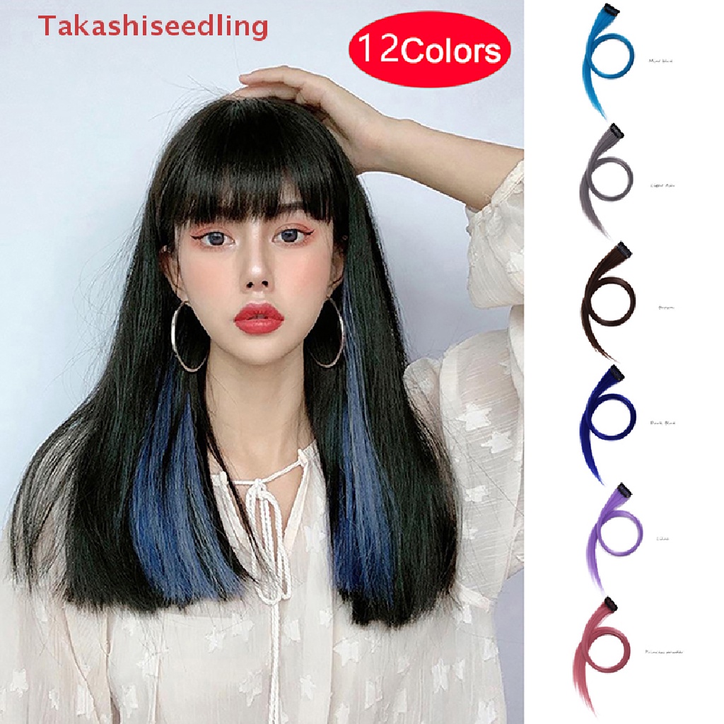 (Takashiseling) Tóc Giả Tai Thỏ Dài Vô Hình Màu Sắc Gradient Kèm Kẹp Tóc Giả