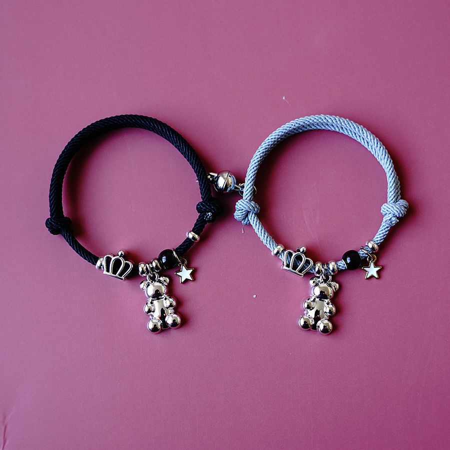 Set 2 vòng tay bện dây có nam châm có thể điều chỉnh cho cặp đôi