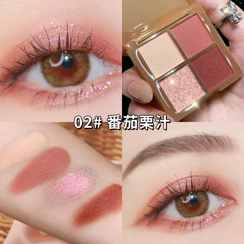 Bảng Phấn Mắt Kissbeauty 4 Màu Lì Ánh Ngọc Trai Lâu Trôi Không Thấm Nước