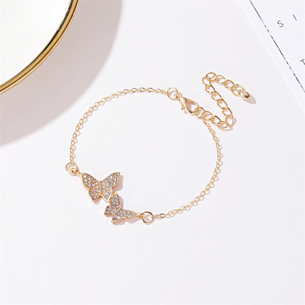 Vòng đeo tay hợp kim họa tiết bươm bướm đính đá đáng yêu cho nữ