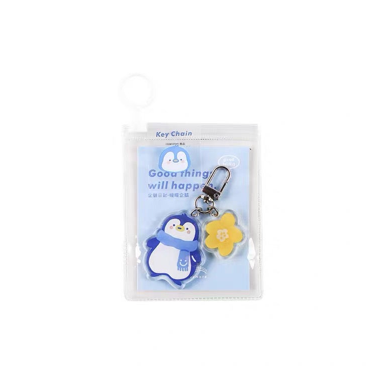 Móc Khóa Hình Chim Cánh Cụt Bằng Acrylic Hai Mặt Kiểu Hoạt Hình Dễ Thương