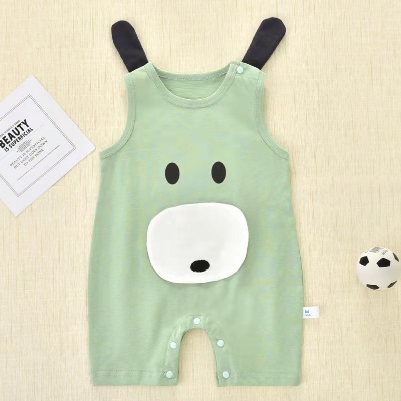 Bộ Áo Liền Quần Mùa Hè Không Tay Bằng Vải Cotton Dễ Thương Cho Trẻ Sơ Sinh